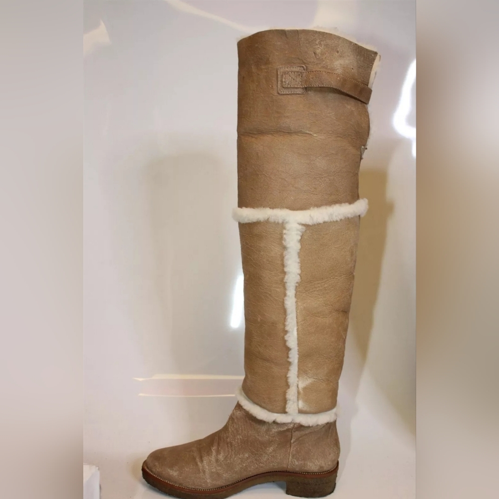 Sale❗Diane von Furstenberg Tamara GENUINE Shearling 8 Sheepskin OTK Boots LUXURY - Picture 3 of 16